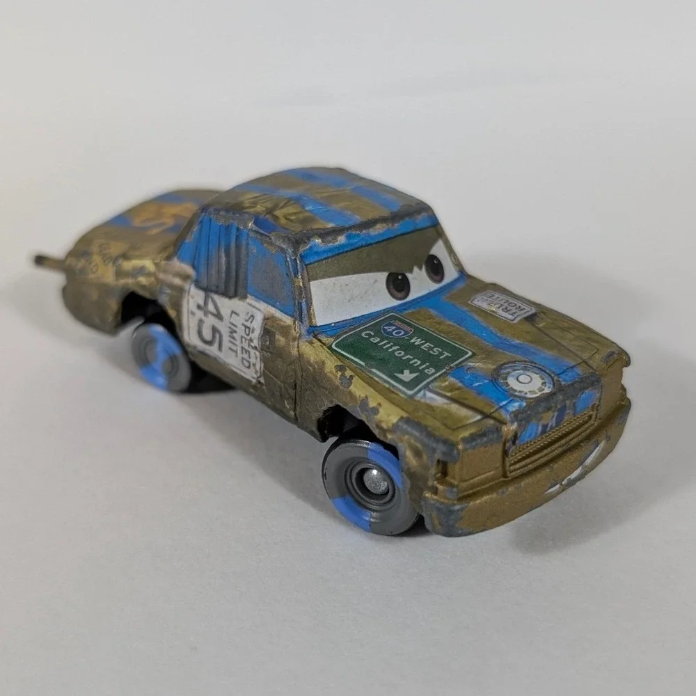 Disney Pixar Cars Mattel T-Bone Demolition Derby Diecast Vehicle 45 Gold Blue
